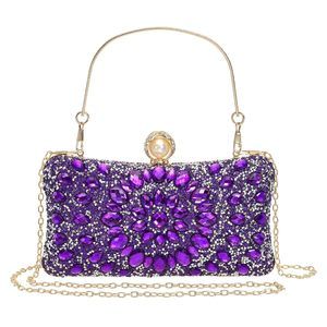 Uxcell Sparkly Crystal Rhinestone Evening Bag - Dual Chain Strap Clutch